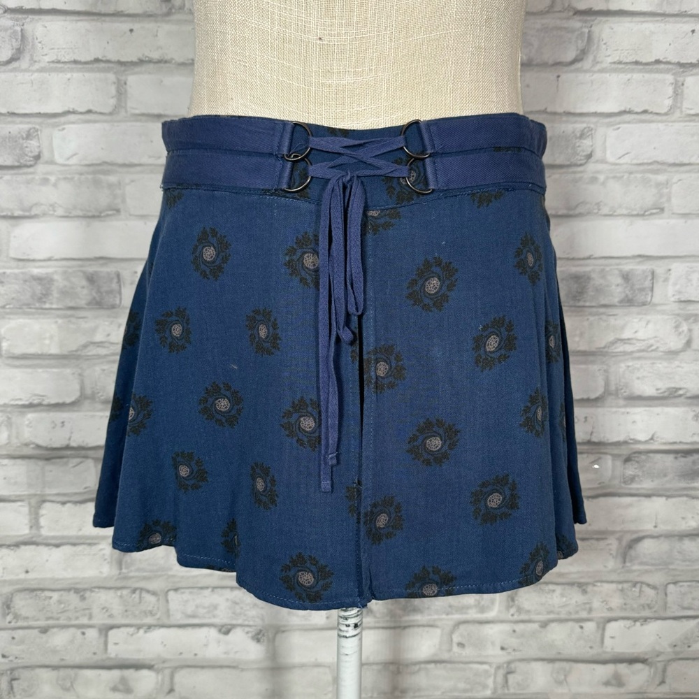 Free People Boho Blue Mini Skirt Skort